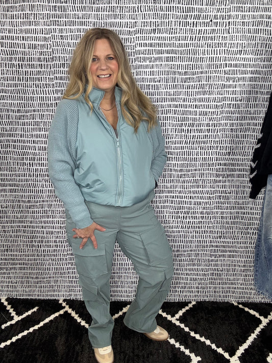 Nylon Trim Hybrid Zip Up