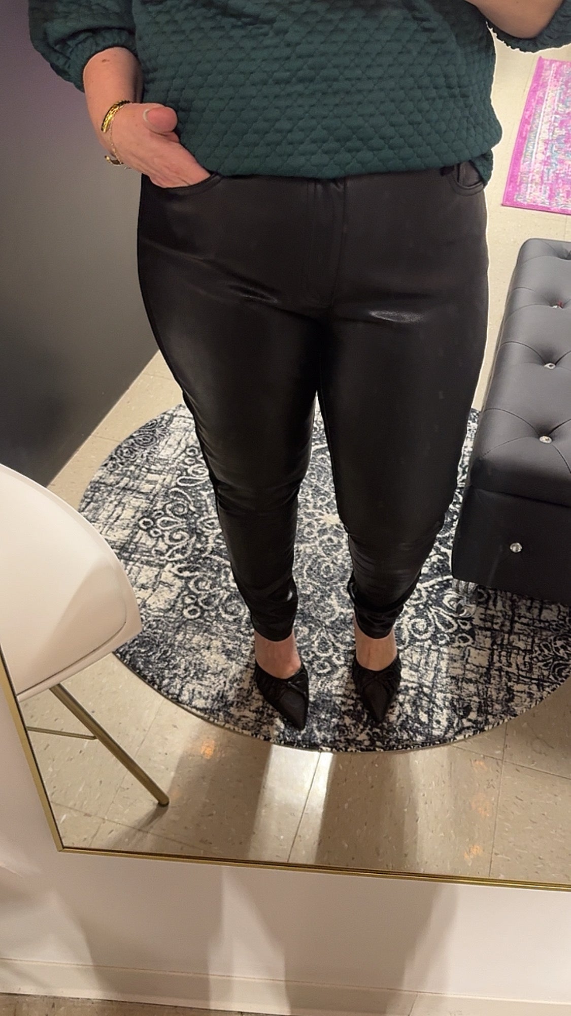 Judy Blue Faux Leather/Denim Skinny