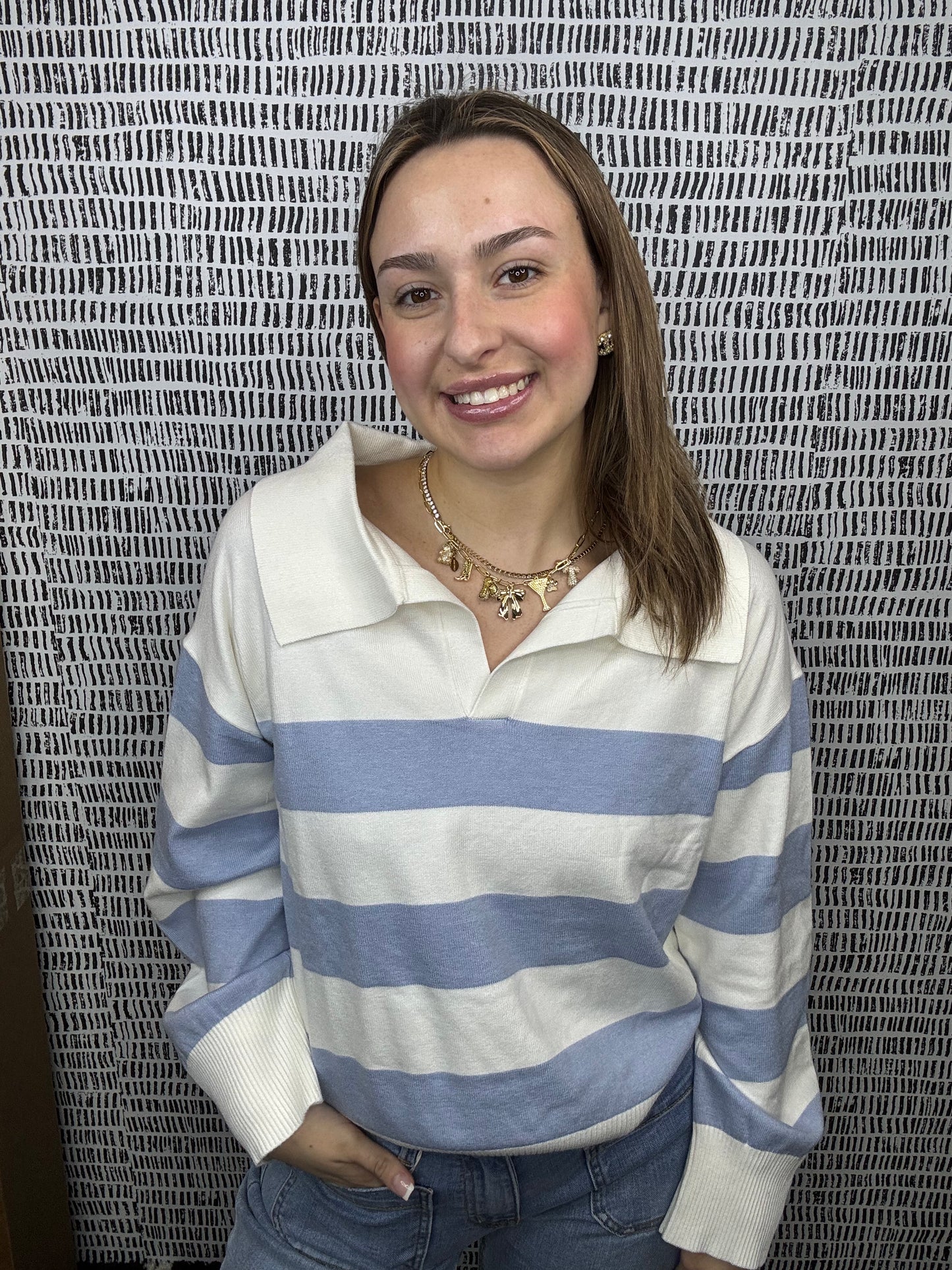Polo Stripe Sweater Top