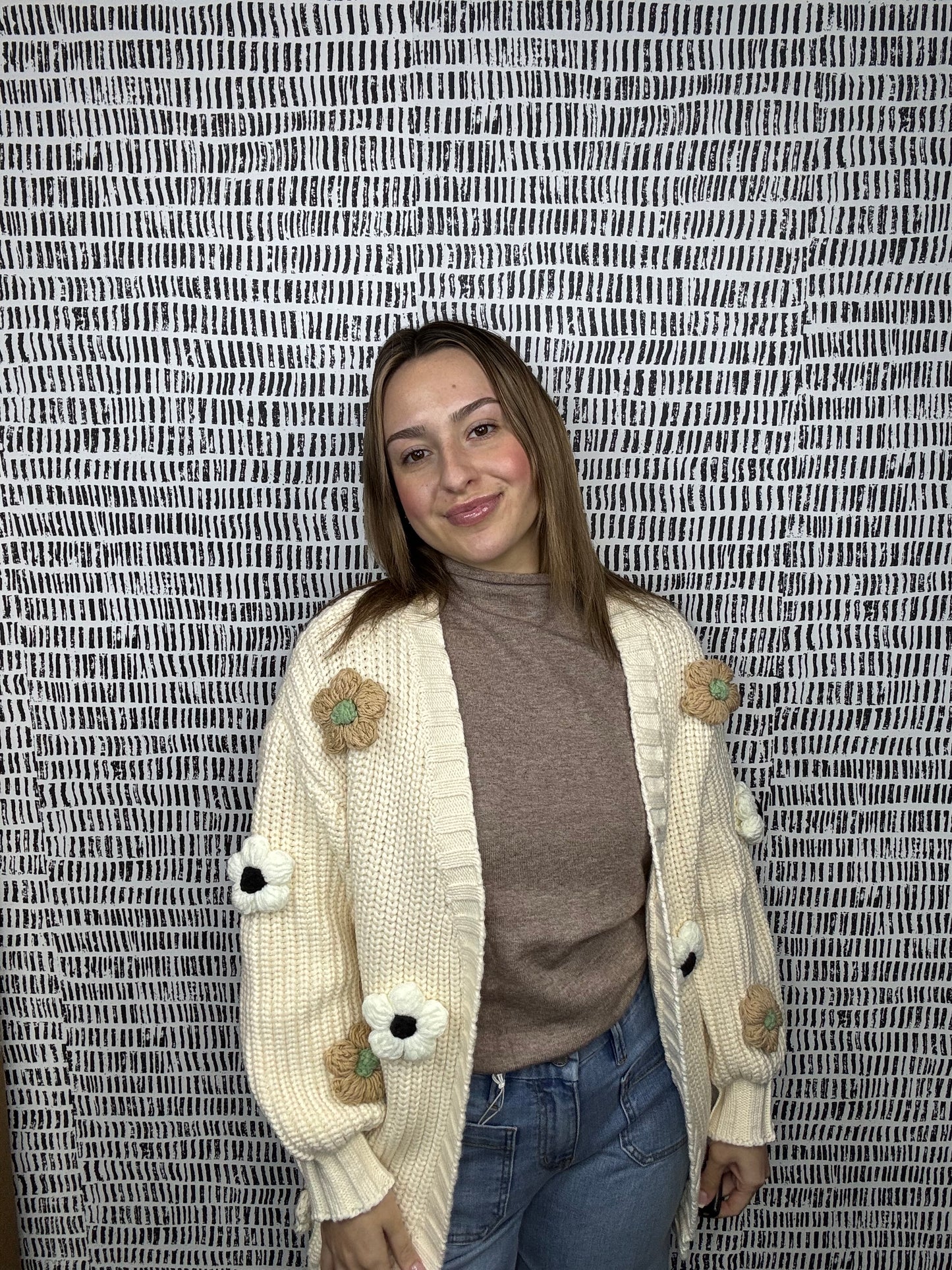 3D Chunky Flower Cardigan