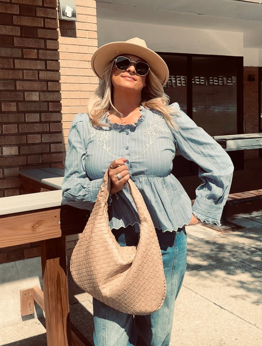 Belle Embroidered Ruffle Blouse