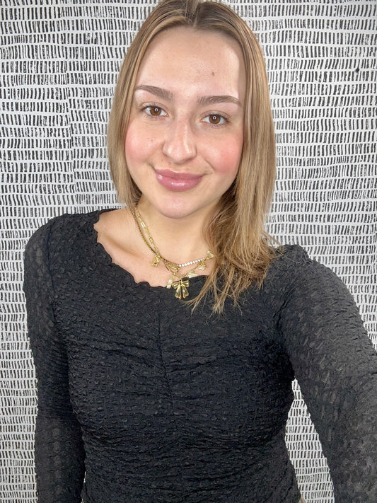 V-Neck Cinched Bodycon Top