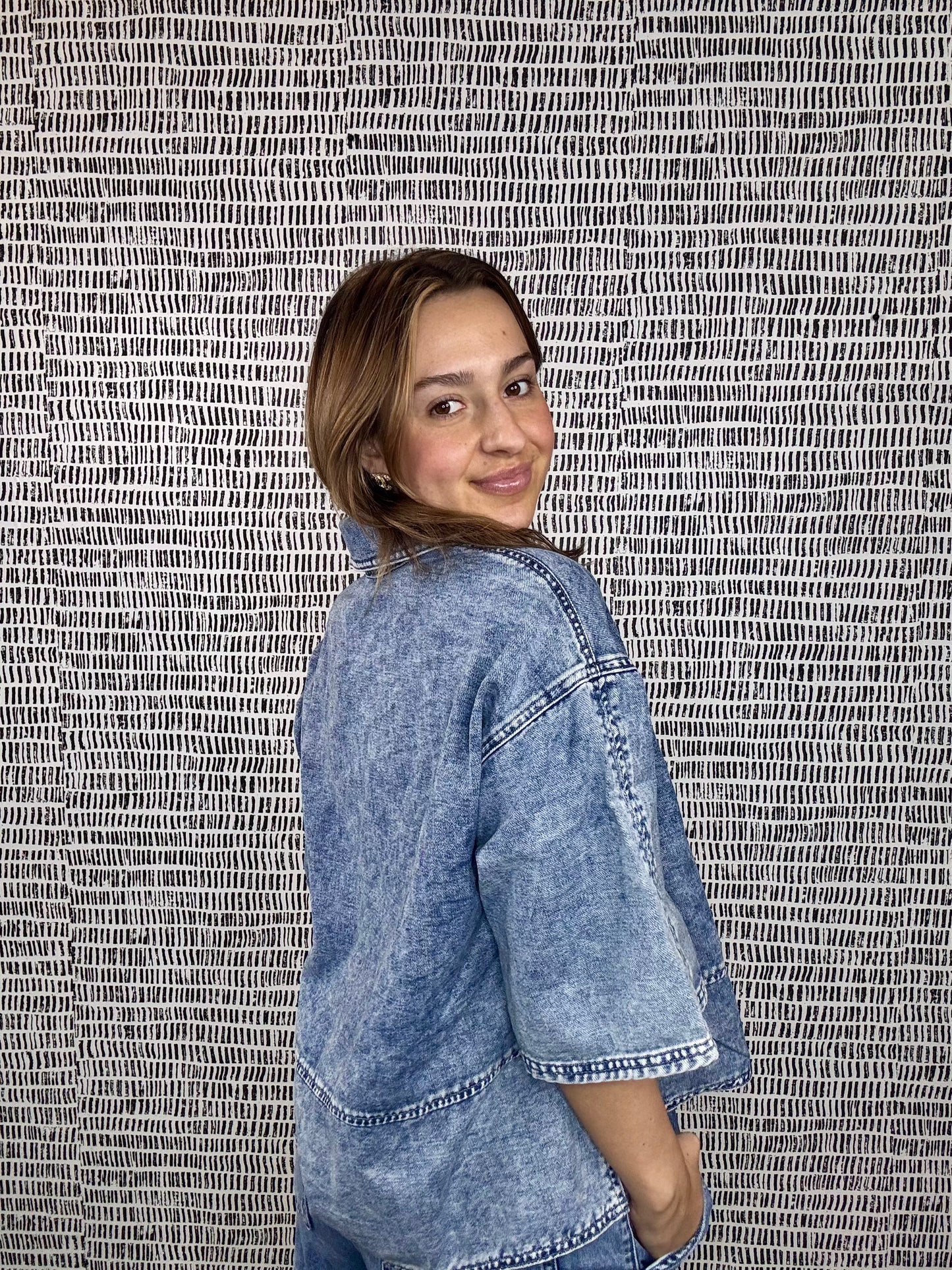 Denim Collared Oversized Top