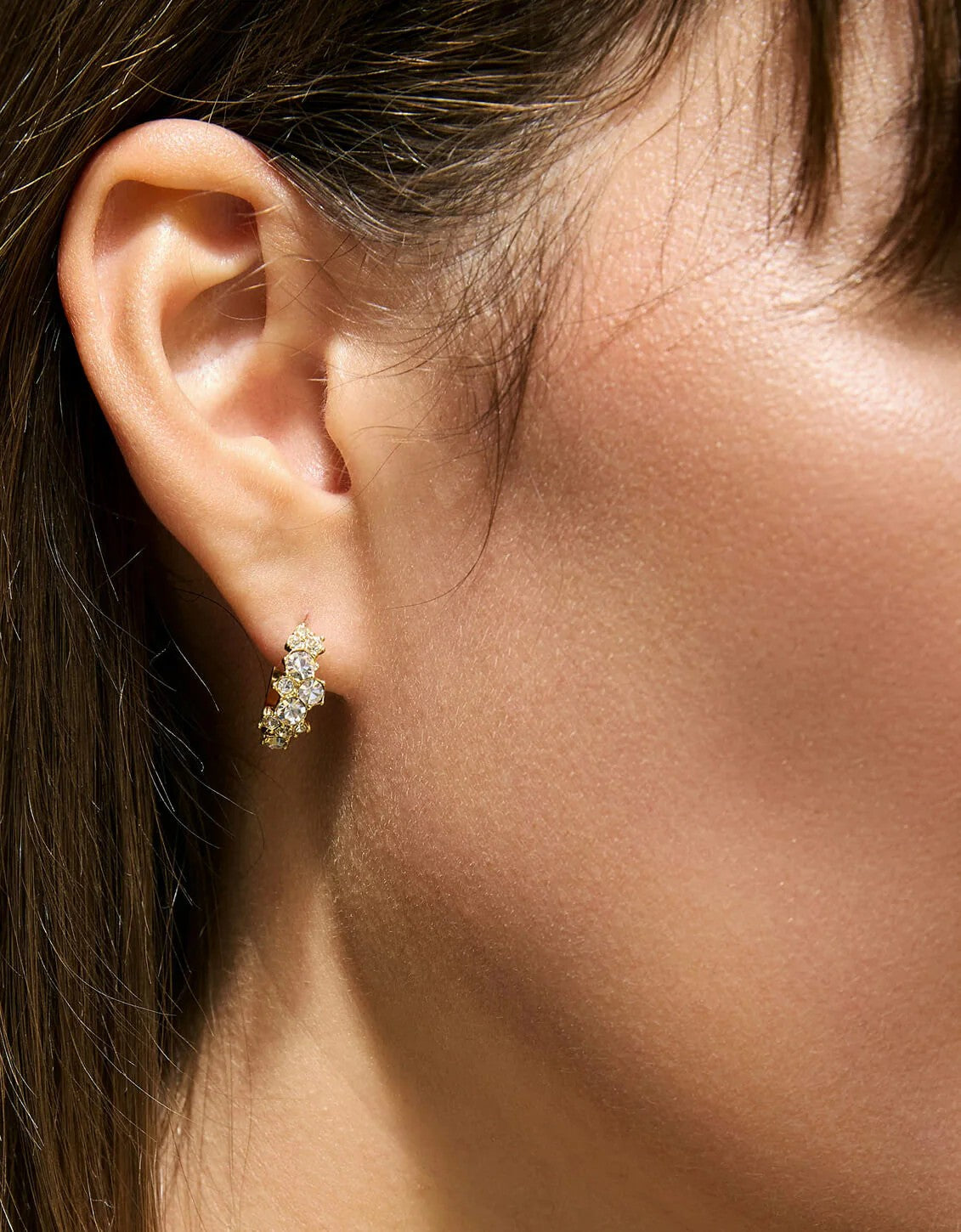 Champagne Bubbles Hoop Earring 14mm Crystal