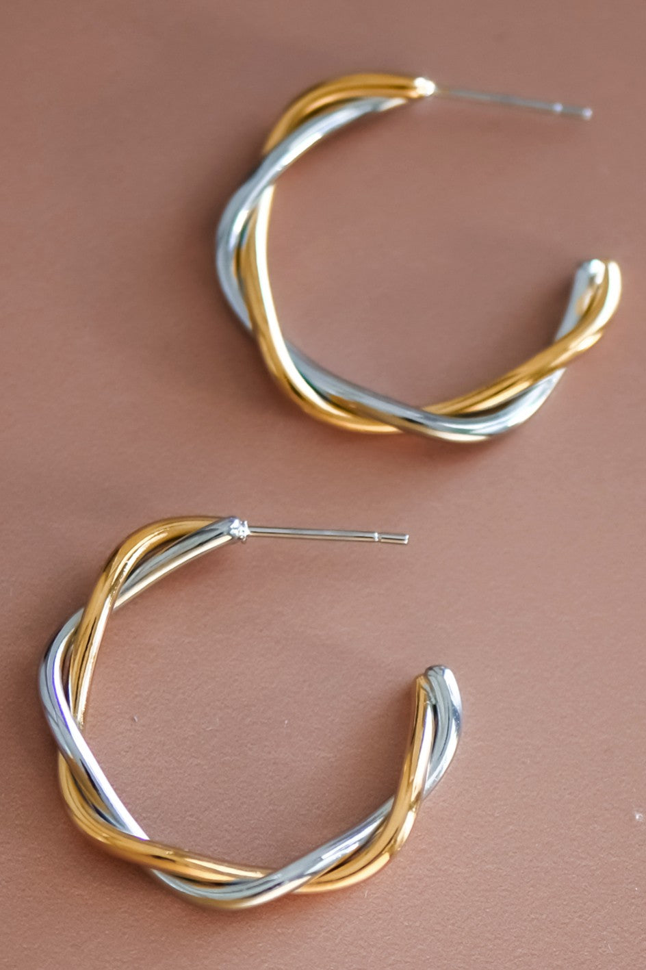 18K Waterproof Non-Tarnish Stainless Steel Twist Hoops