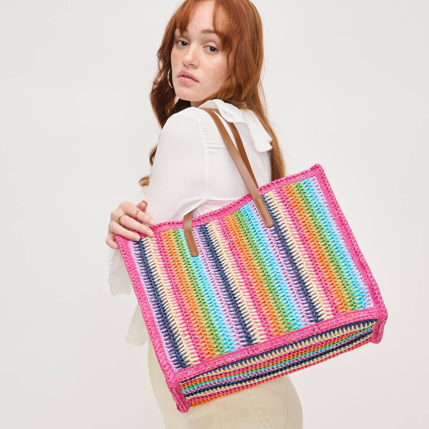 Candi Stripe Straw Beach Tote