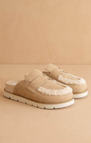 The Avalon - Suede Shearling Cozy Loafer Mules