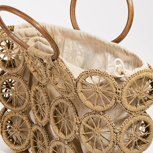 Boho Woven Circle Summer Beach Bag
