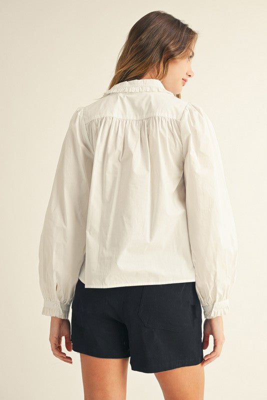 Rachel Ruffle Accent Button Down Lovely Shirt