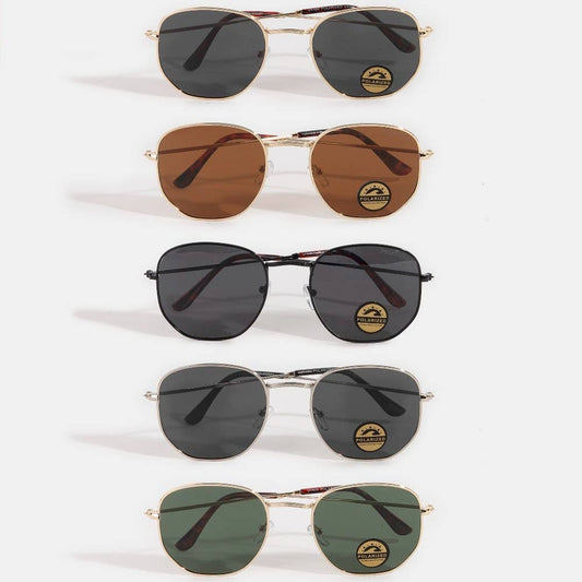 Polarized Metallic Retro Frame Sunglasses