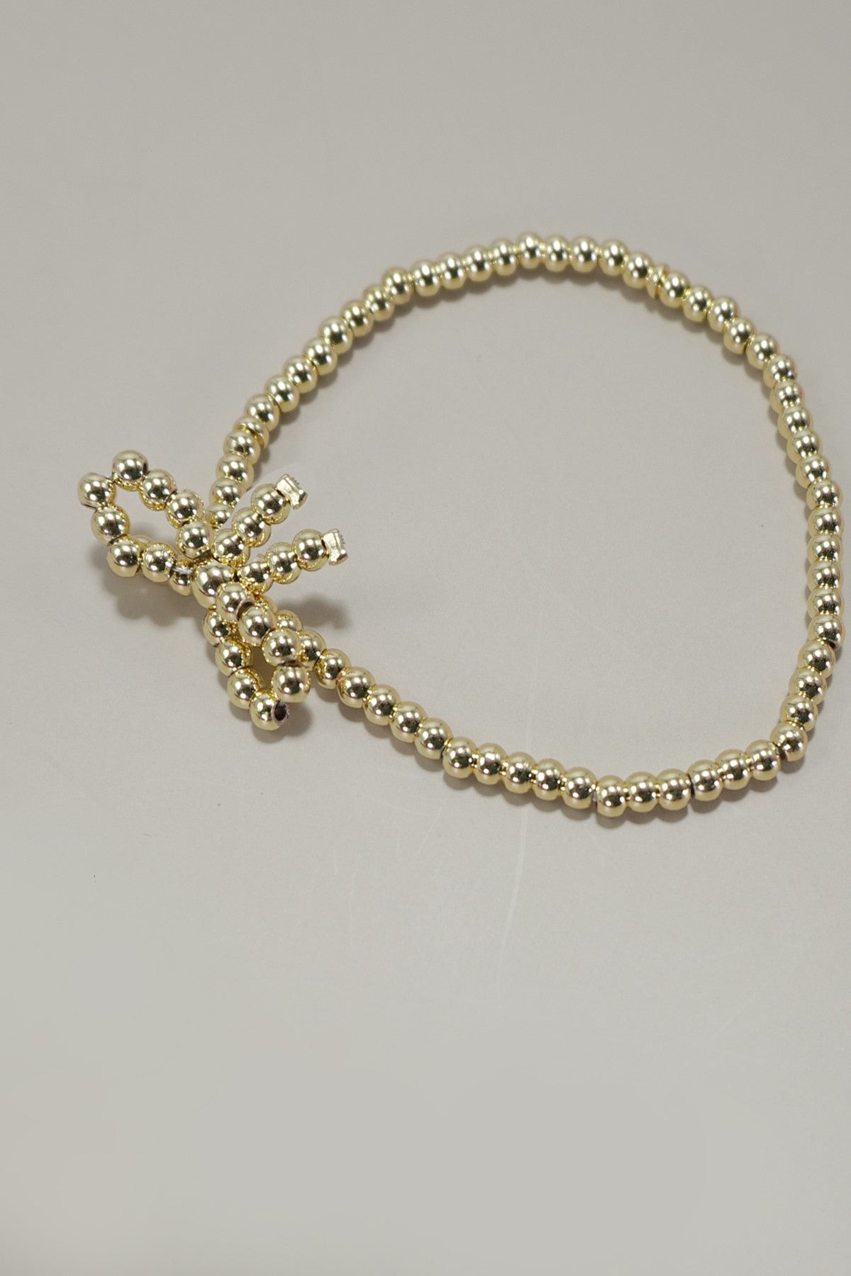 18K Stainless Steel Beaded Bow Bracelet