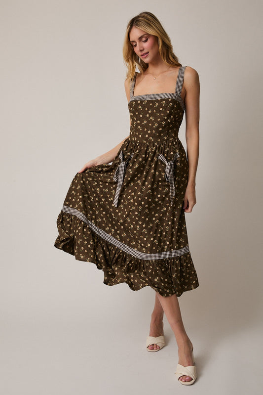 Billy Floral Apron Midi Dress