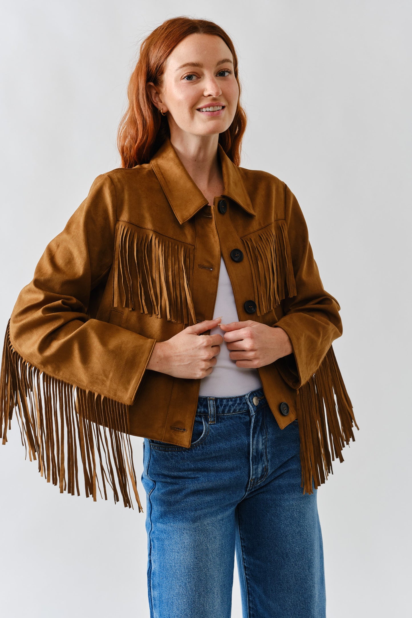 Franny Faux Suede Fringe Jacket
