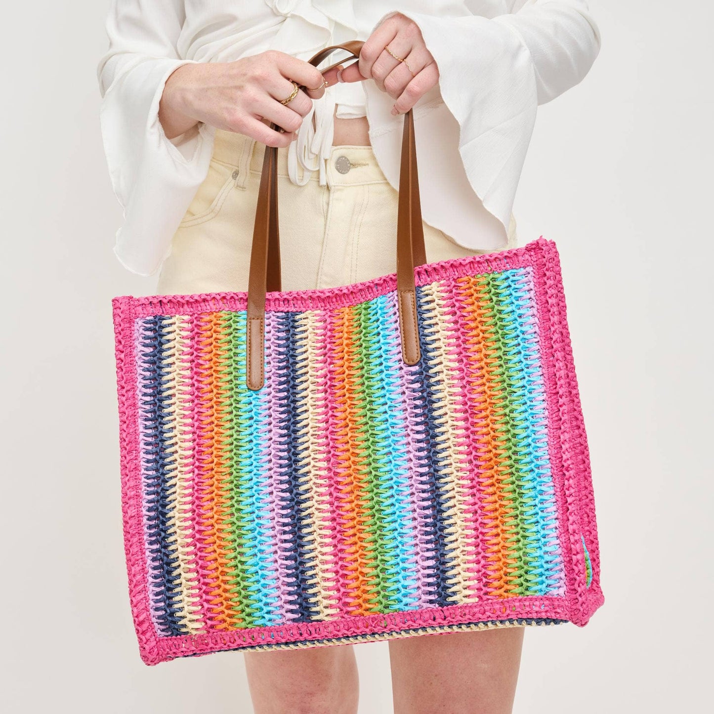 Candi Stripe Straw Beach Tote