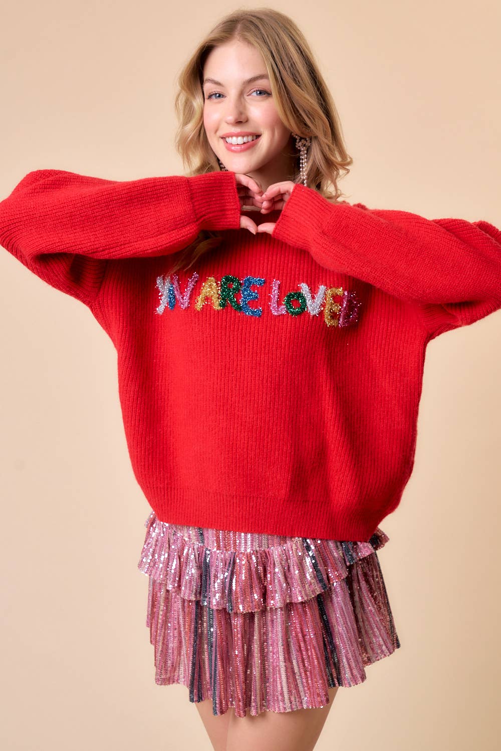 YOU ARE LOVED Sparkle Multi Letter Sweater
