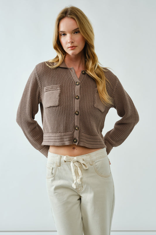 Candi Crocheted Sweater Cardigan