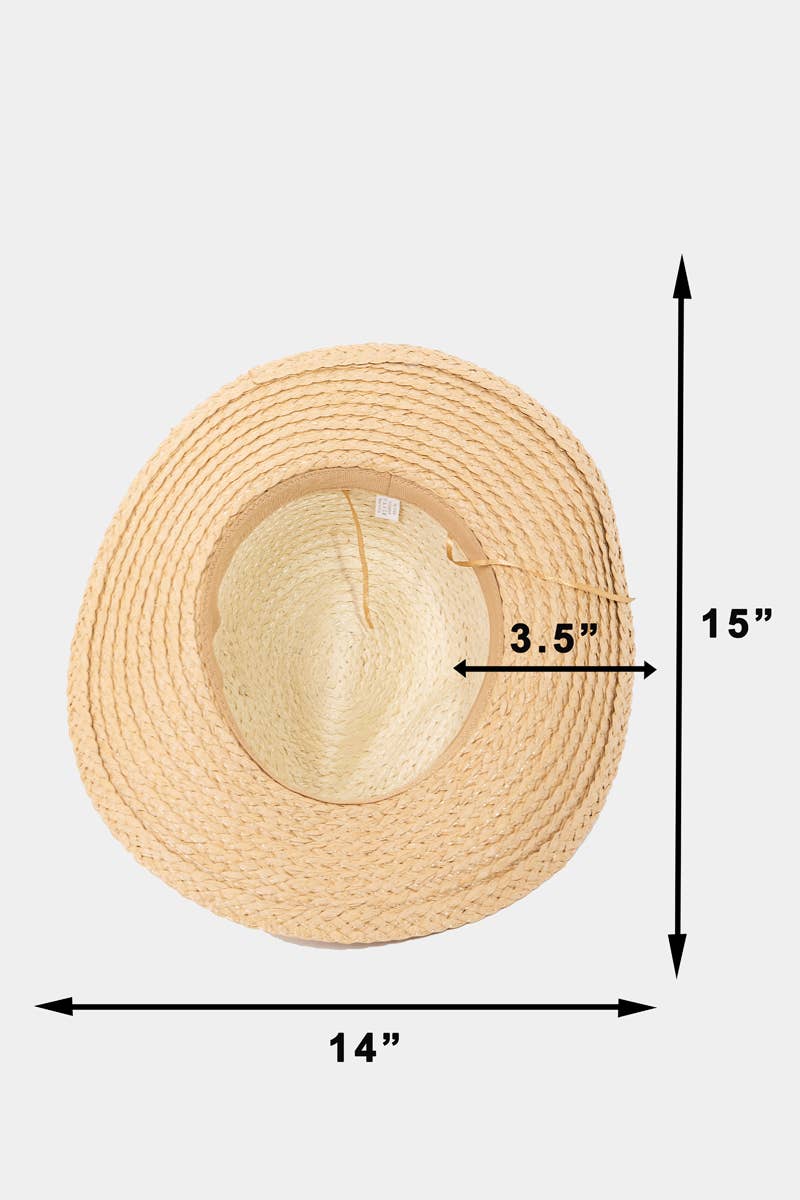 Two Tone Straw Braided Sun Hat