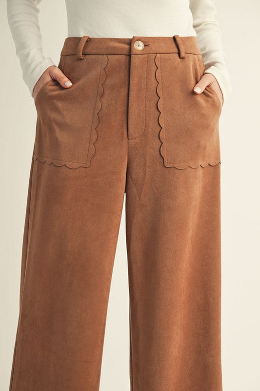 Cynthia Scallop Edge Suede Pants