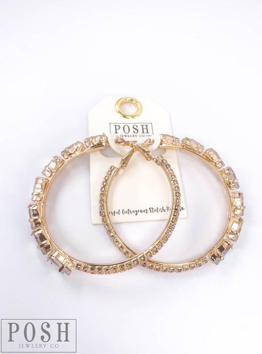 Oval Shape Rhinestone Hoop Earring