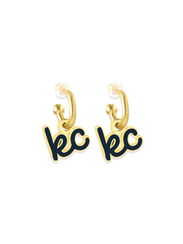 Kansas City Script Royal Blue Huggie Hoops