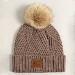 Heather Cuff Beanie with Pom-Pom