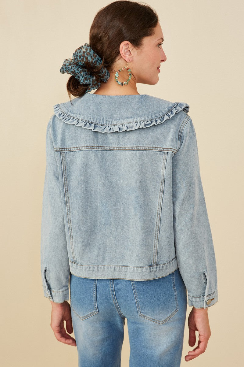 Hope Denim Ruffle Collared Jacket