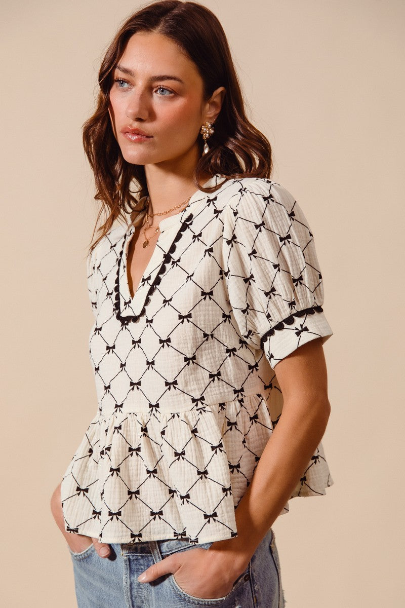 Kaden Bow Peplum Top