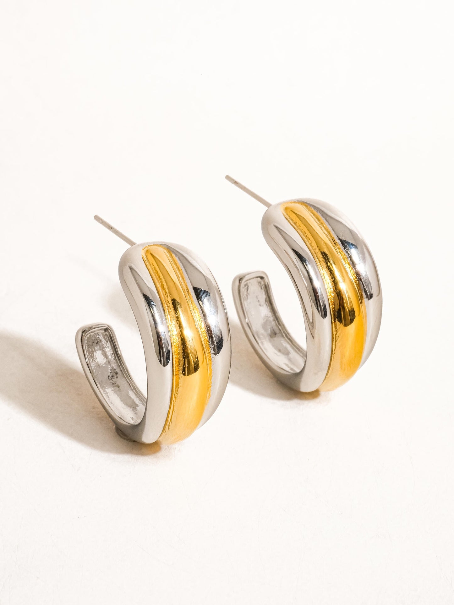 18K Non-Tarnish Multi C Hoop Earring