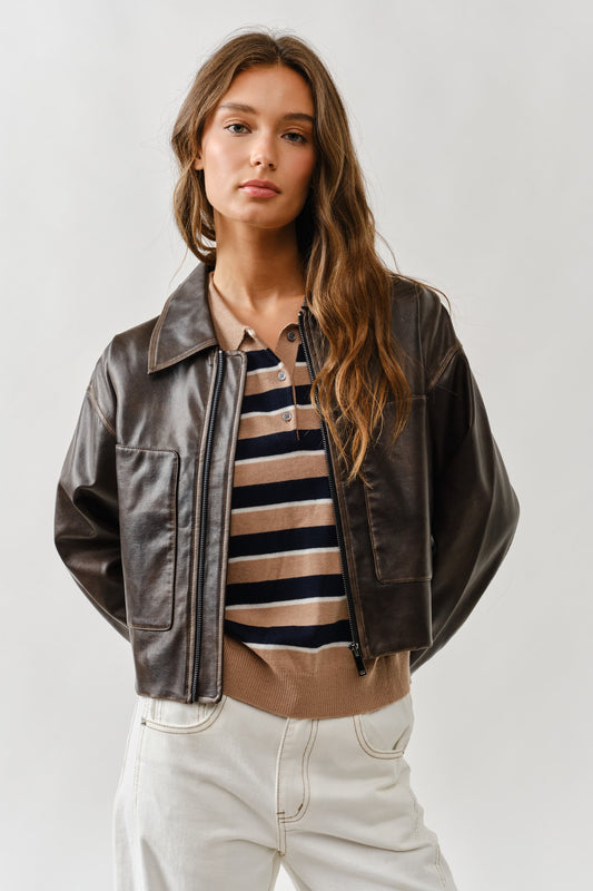 Vinny Vintage Washed Leather Jacket