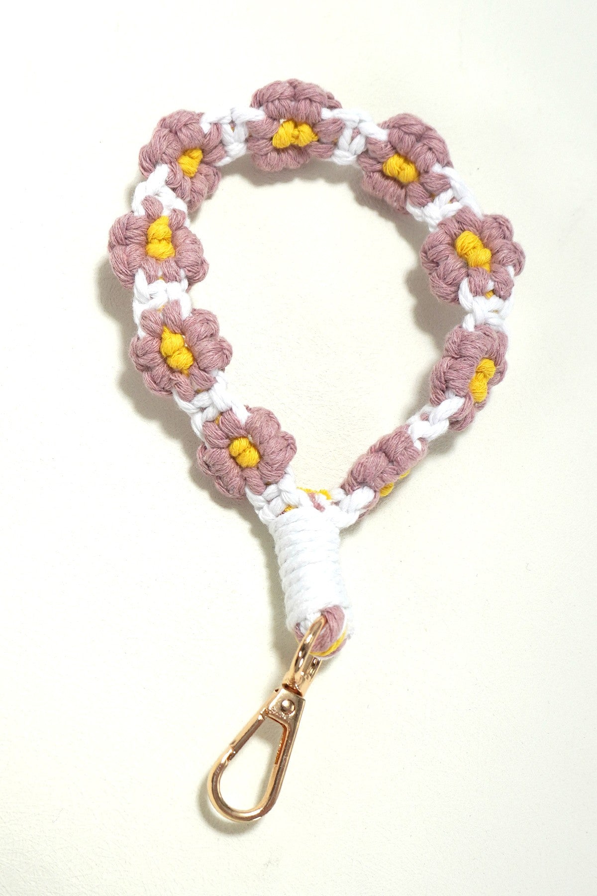 Handmade Daisy Flower Wristlet Keychain Bag Charm