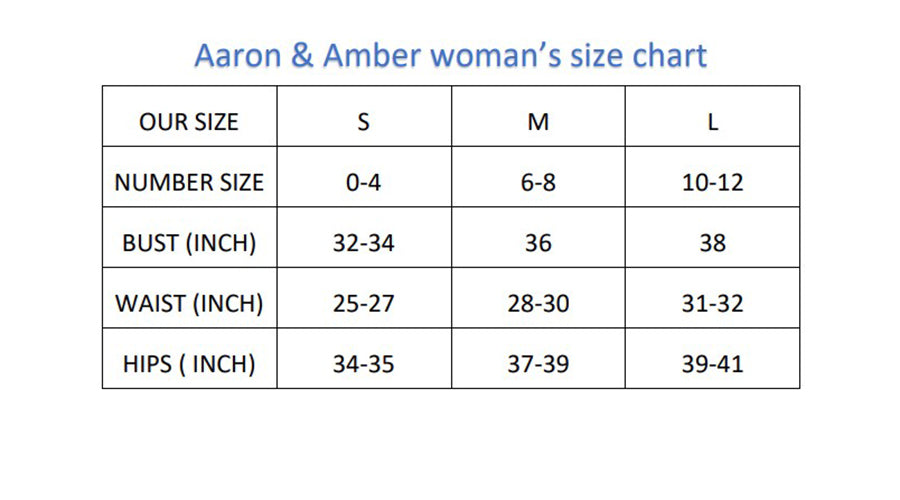 Size chart for bubble tee