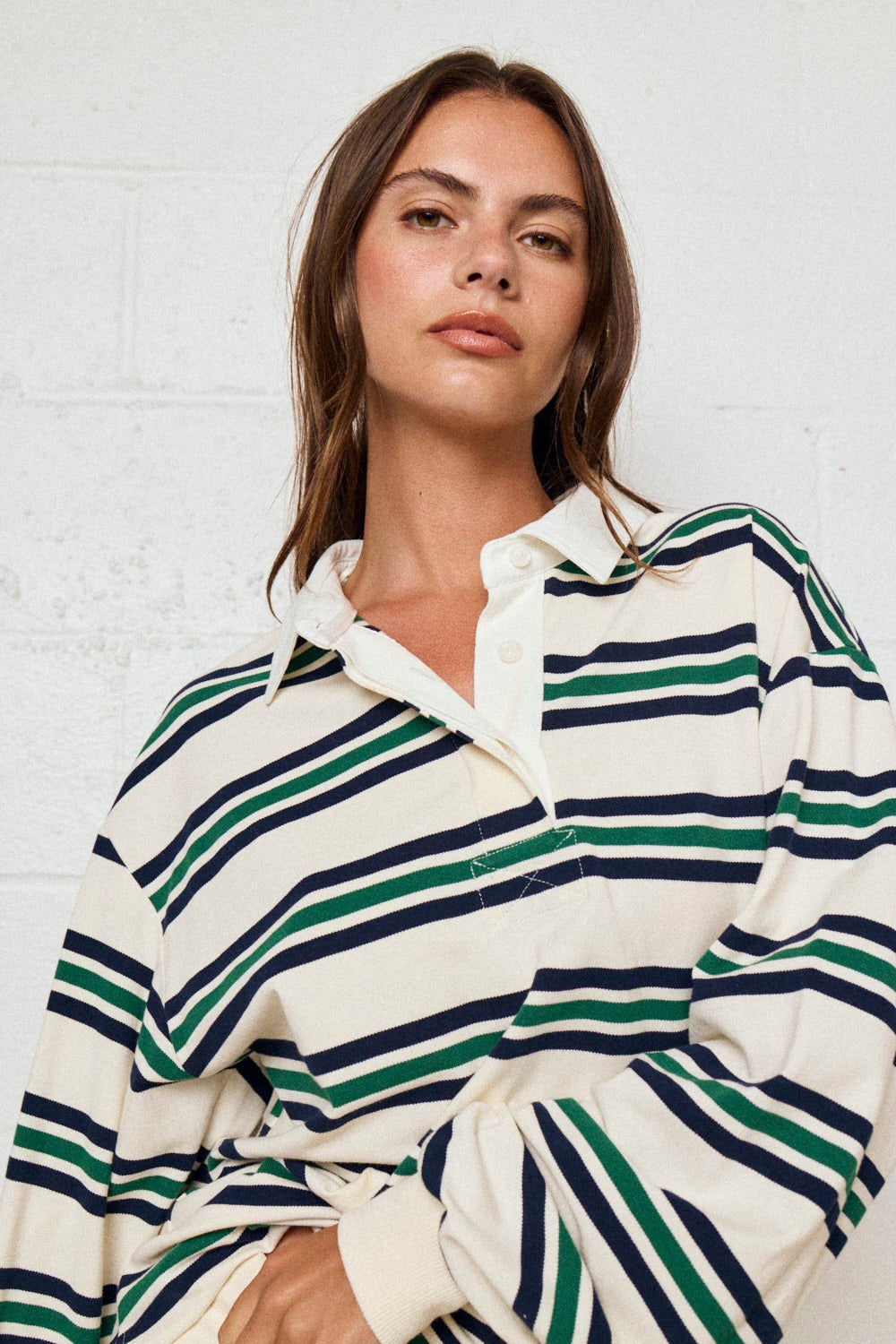 Clara Classic Striped Collared Rugby Shirt