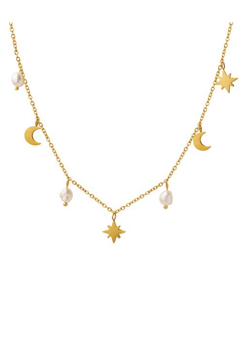 Ella Moon + Pearl Charm Necklace