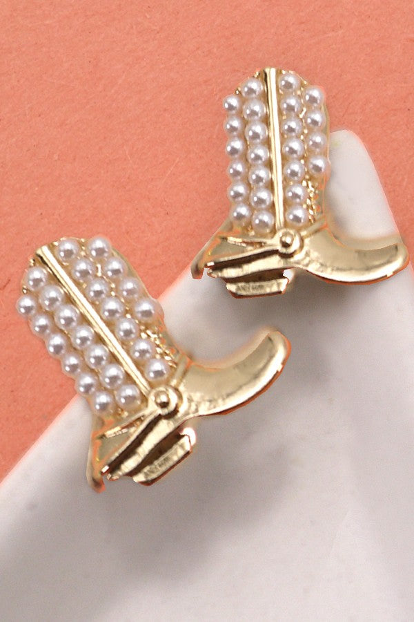 Western Pearl Boot Earring