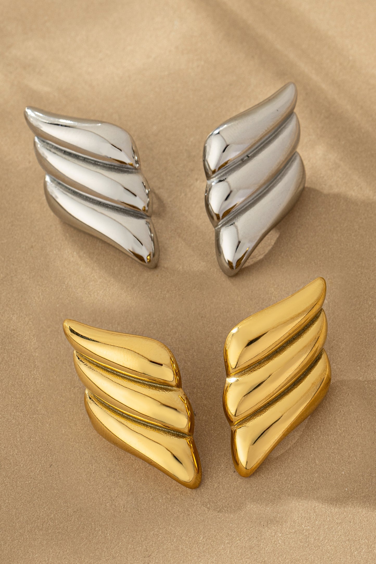 Non-Tarnish Wing Stud Earrings