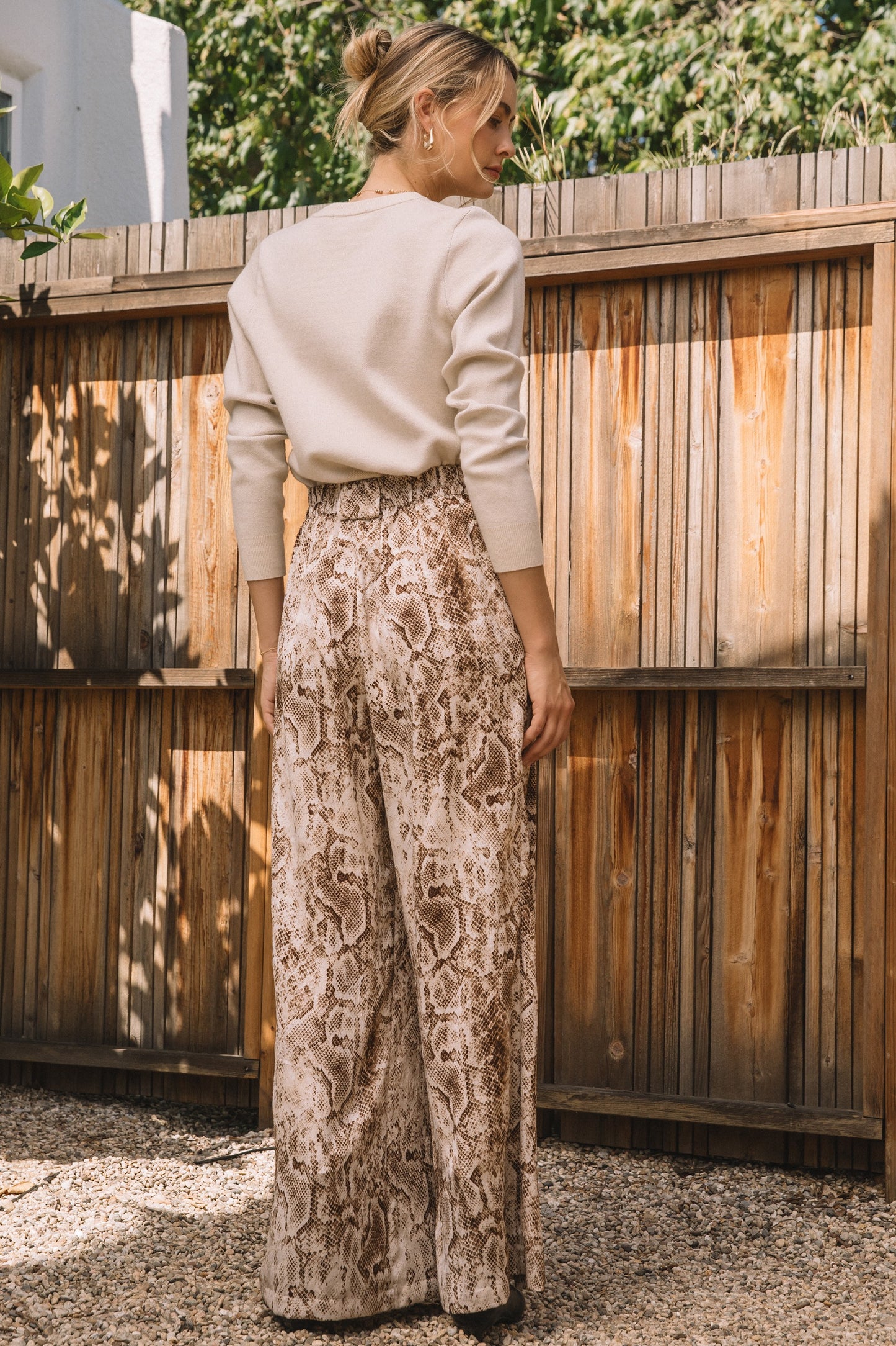 Zoe Snake Print Elastic Waistband Pants