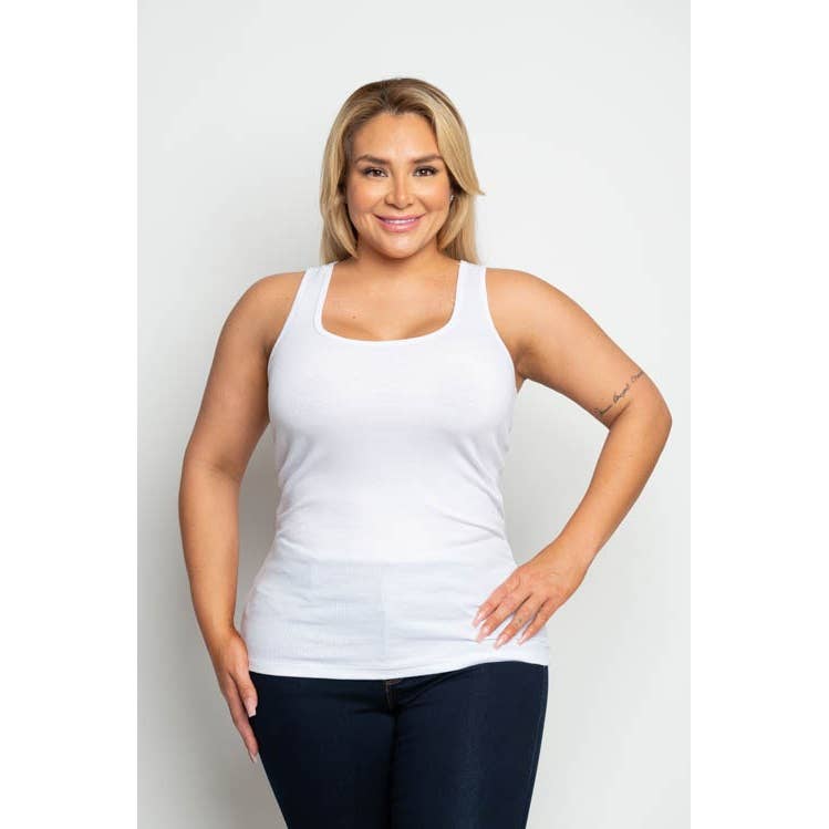 Plus Ribbed Scoop Neck Tank