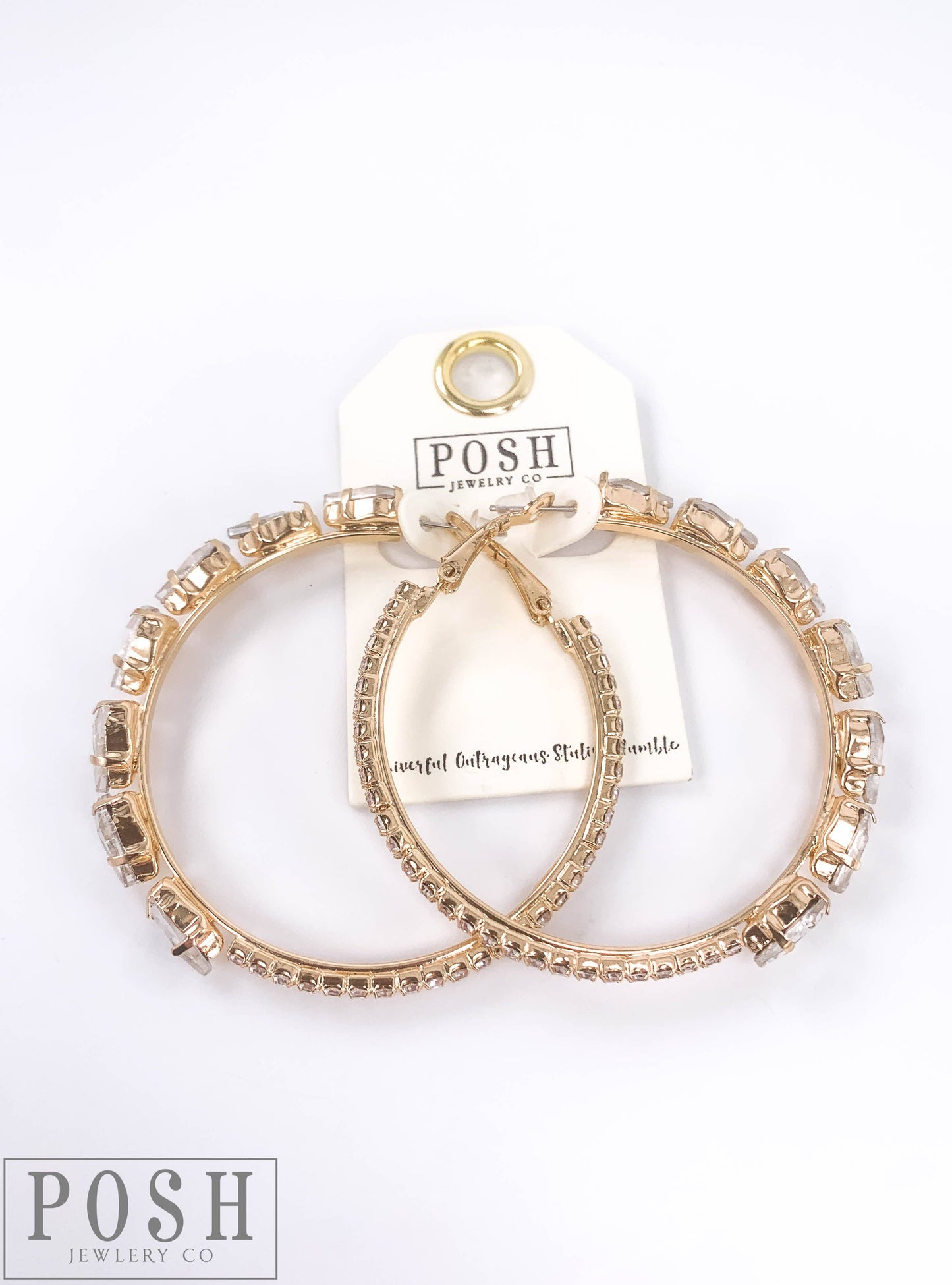Oval Shape Rhinestone Hoop Earring