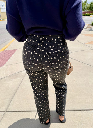 JBD Vintage Polka Dot Straight Jeans