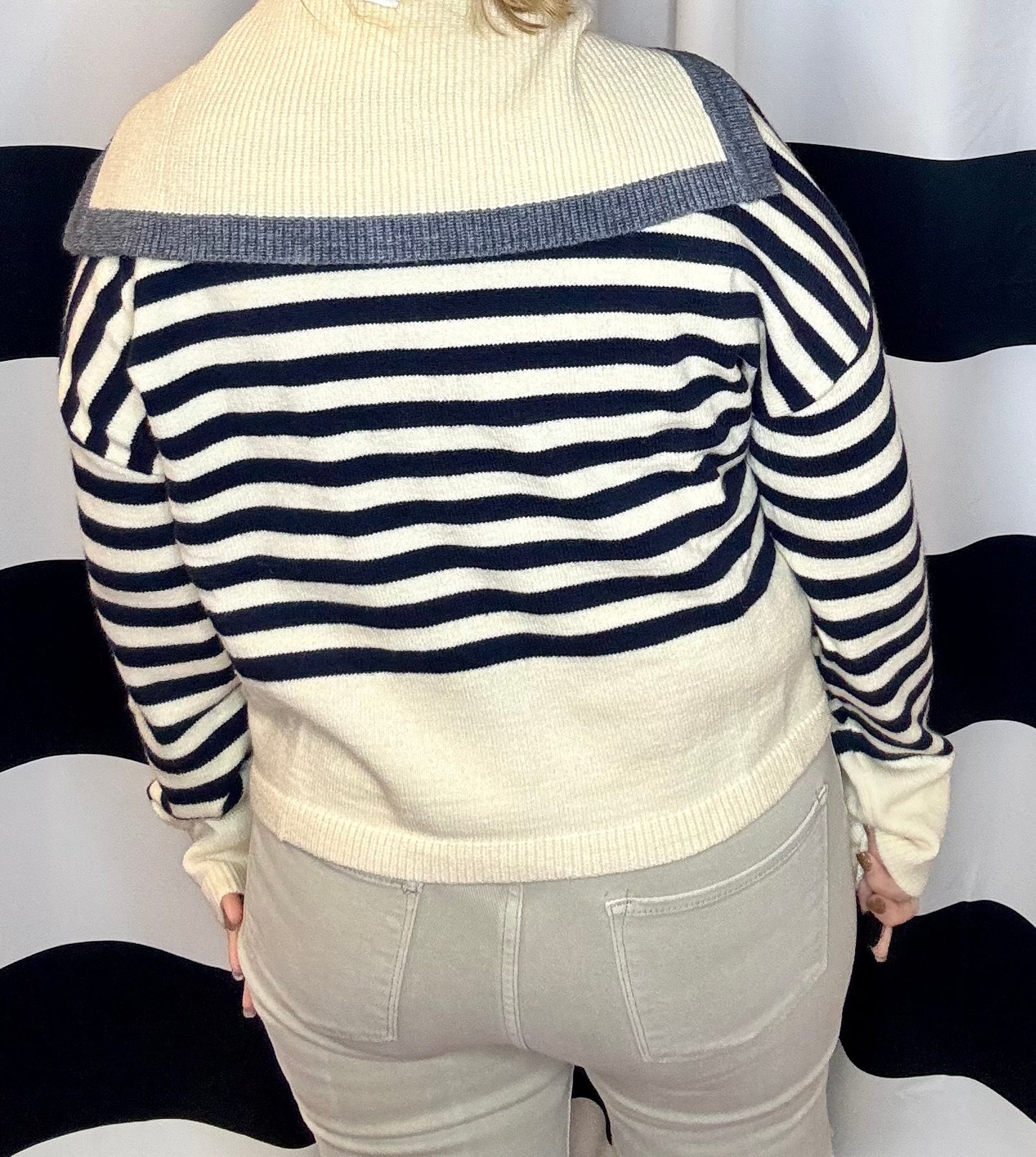 Striped Sailor Collar Sweater