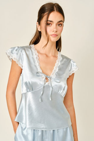 Sabrina Satin Lace Tie Top