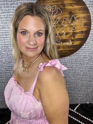 Peri Pink Eyelet Midi Dress