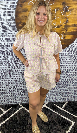 Carmin Floral Gingham Top