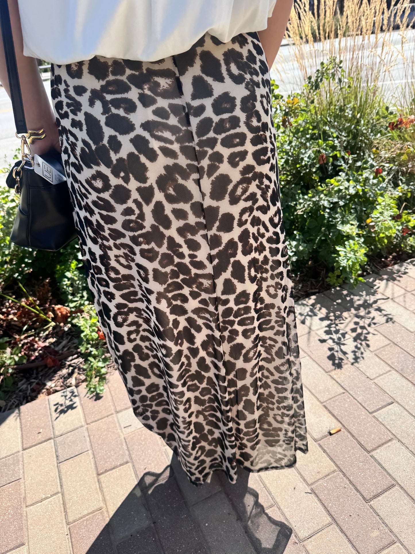 Leopard Front Tie Slit Skirt
