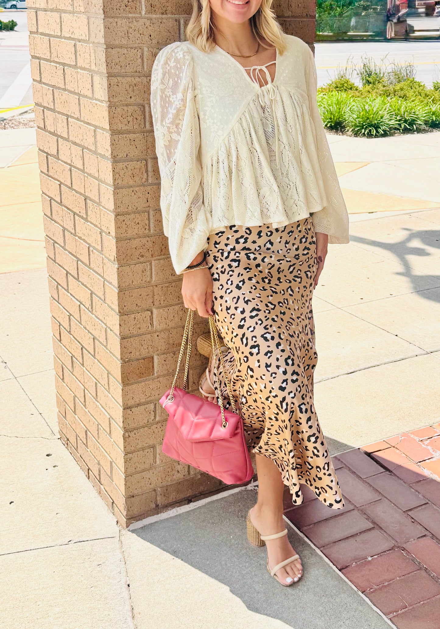 Layla Leopard Satin Midi Skirt