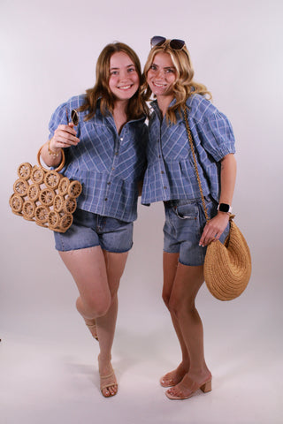 The Cool Girl Check Denim Top
