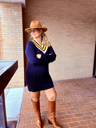 Corunna V-neck Mini Sweater Dress