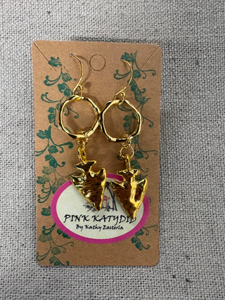 Gold Circle Arrowhead Earring