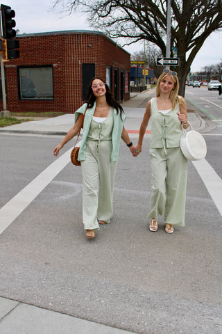 Simply Sage Seersucker Plaid Lounge Pants