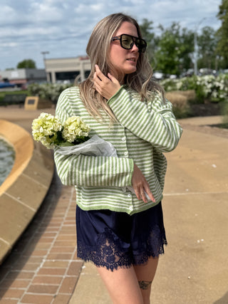 Abby Rose Mini Striped Matcha Piper Cardigan